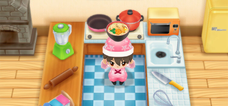 Holding a bowl of Matsutake Rice in SoS:FoMT