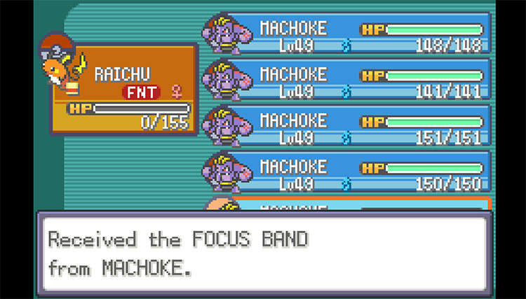 Receiving the Focus Band after taking it from the Machoke / Pokémon FireRed & LeafGreen