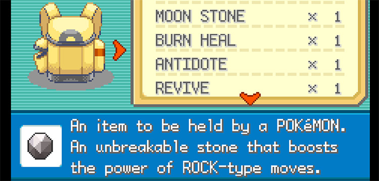 The Hard Stone’s description in Pokémon FireRed and LeafGreen / Pokémon FRLG
