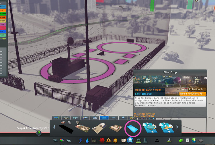 The blimp stop is in the same tab; each costs 16,000. / Cities: Skylines