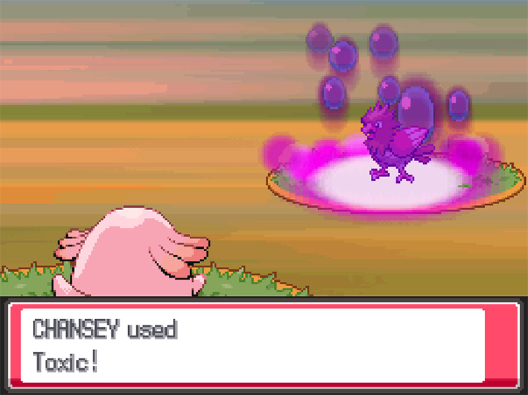 A Chansey using Toxic in a battle / Pokémon HeartGold and SoulSilver