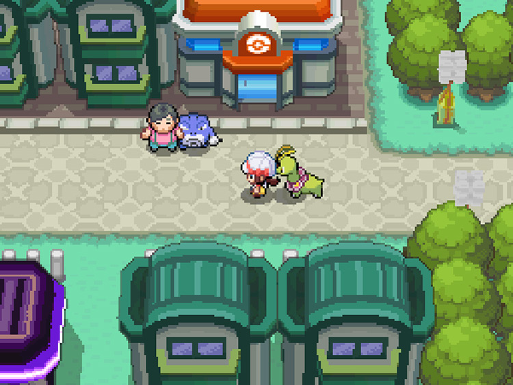 The player in front of the Pokémon City going left from Celadon City’s entrance / Pokémon HeartGold and SoulSilver