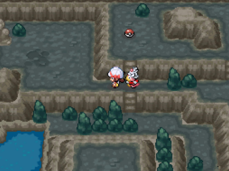 Turning left after climbing down the steps one floor below ground in Slowpoke Well / Pokémon HeartGold and SoulSilver