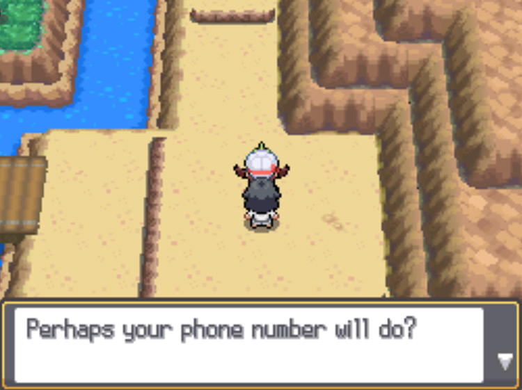 The defeated Black Belt Kenji offering his phone number / Pokémon HGSS