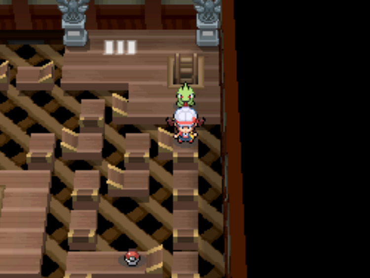 The correct jumping puzzle path on Bell Tower's third floor / Pokémon HGSS