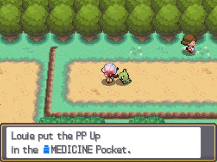 The location of the PP Up on Route 15 / Pokémon HGSS