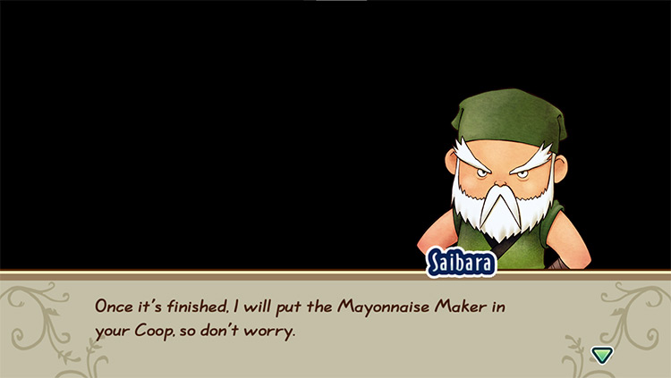 The farmer buys a Mayonnaise Maker from Saibara / SoS: FoMT