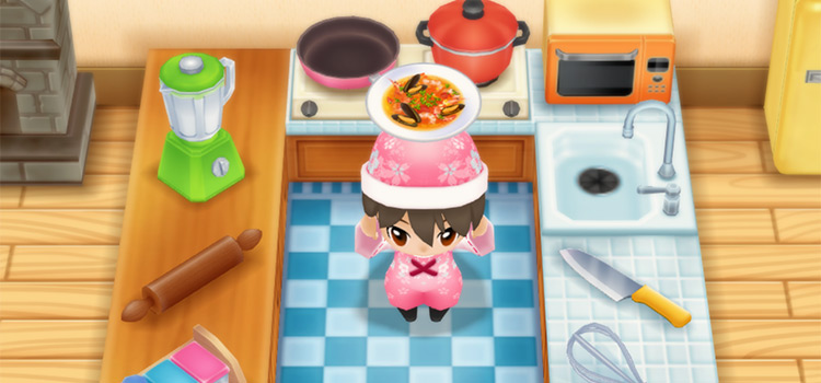 Holding a bowl of fish soup in SoS:FoMT