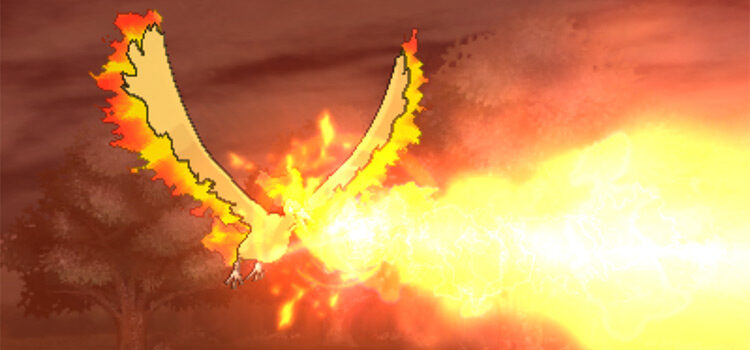 Moltres using Flamethrower in Pokémon Omega Ruby