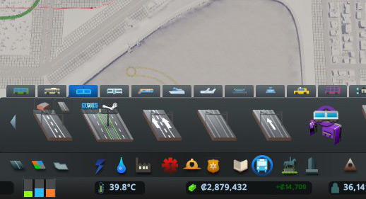 There are two- and four-lane options for the roads with tram tracks. / Cities: Skylines